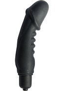 Mack Tuff Ribbed Vibrating Silicone Penis Vibrator - Black